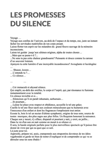 Nouvelle de Laurent Vitureau évoquant les promesses du silence
